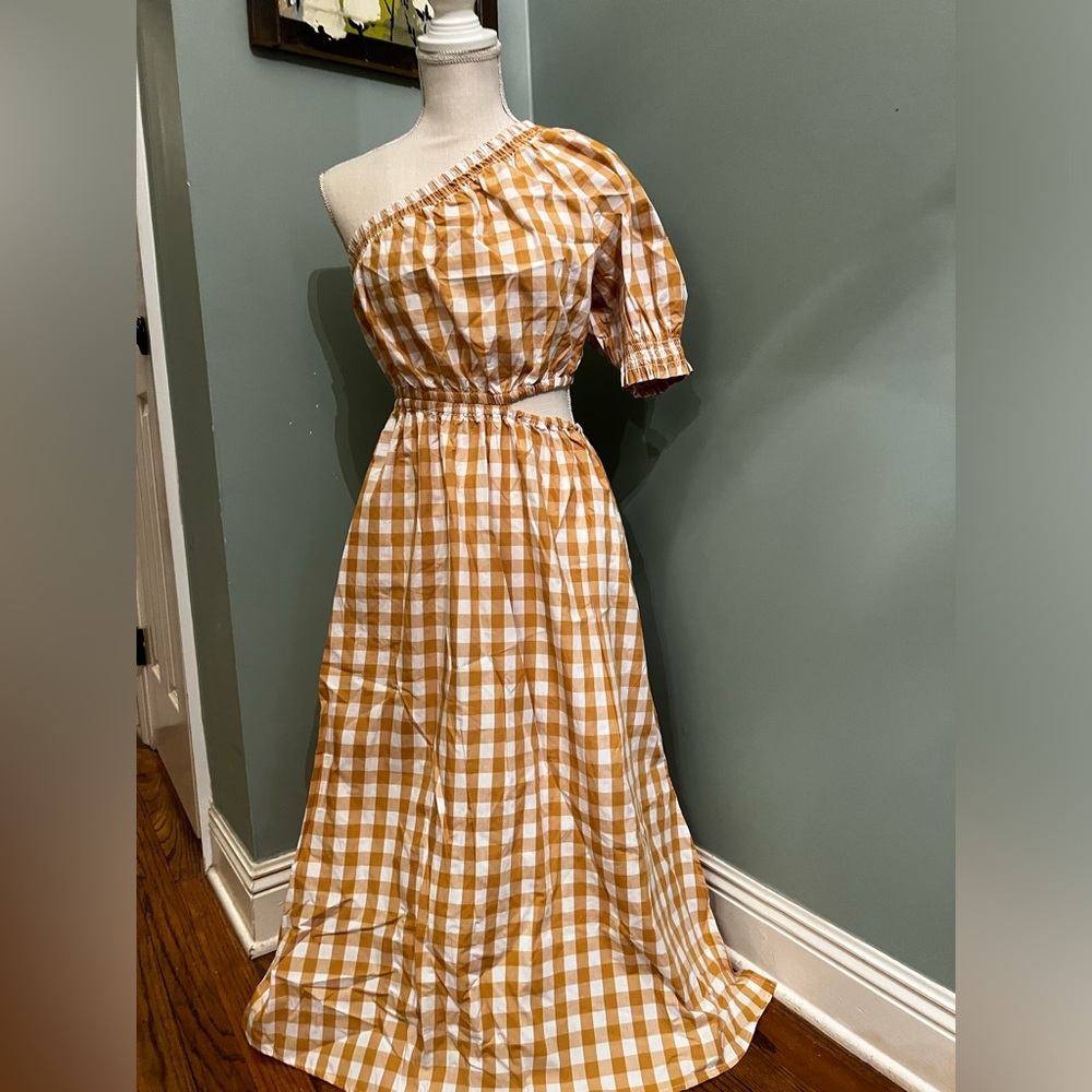 NWT Who What Wear Ginghma cutout maxi dress